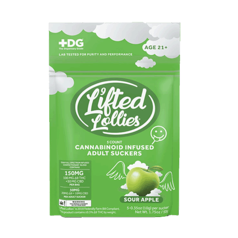 Lifted Lollies D9 20mg THC, 10mg CBD, 5 Pack - Sour Apple