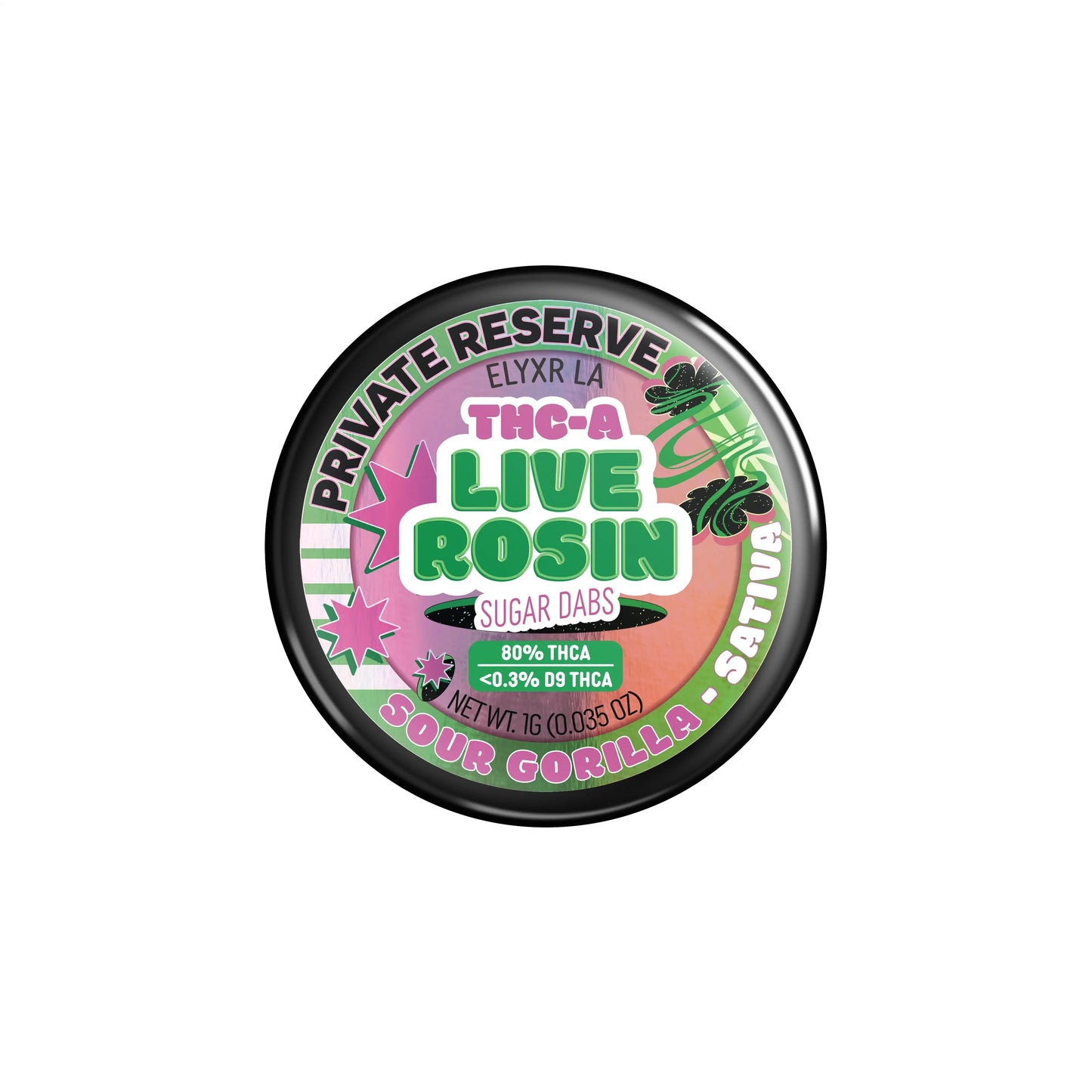 Elyxr LA THC-A Private Reserve Live Rosin Sugar Dabs 1G - Sour Gorilla (S)