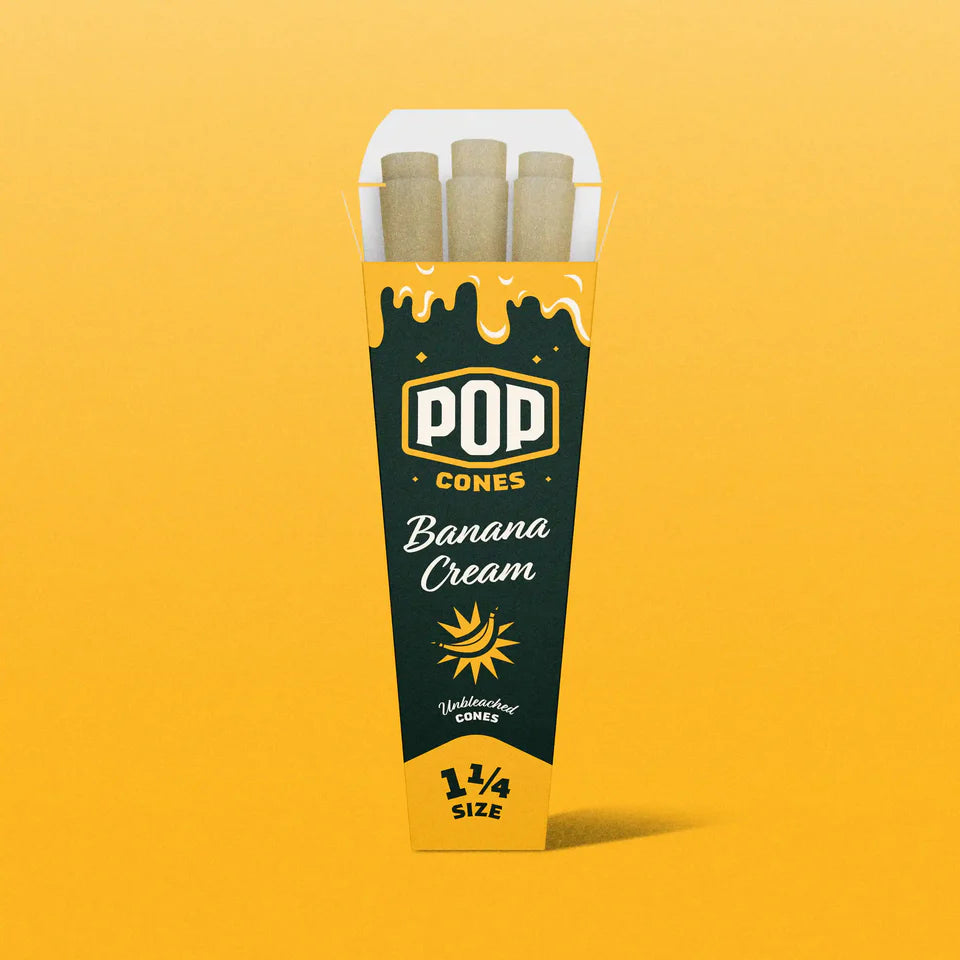 Pop 1 1/4 Size Cones Banana Cream 6 Pack