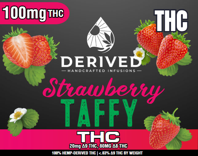 Derived Taffy THC 100mg THC Strawberry