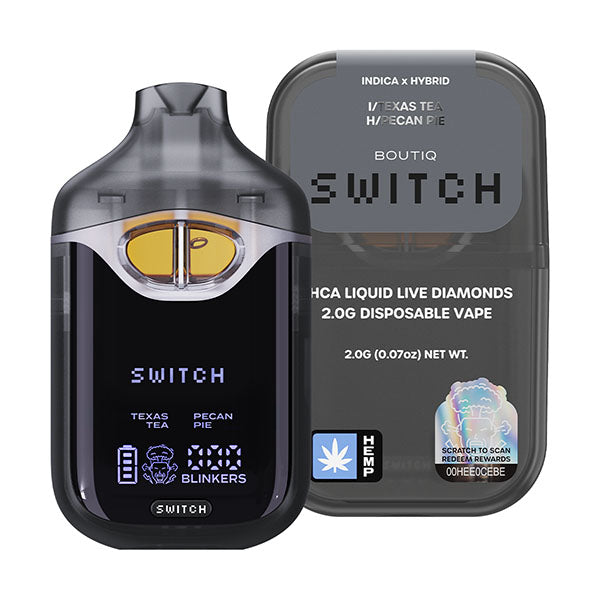 Boutiq Switch THC-A 2G Liquid Live Diamonds Disposable Vape- (I) Texas Tea and (H) Pecan Pie