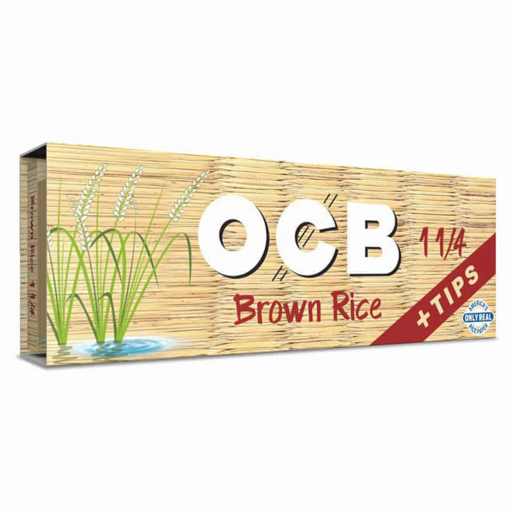 OCB Brown Rice 1 1/4 Size Rolling Papers + Tips