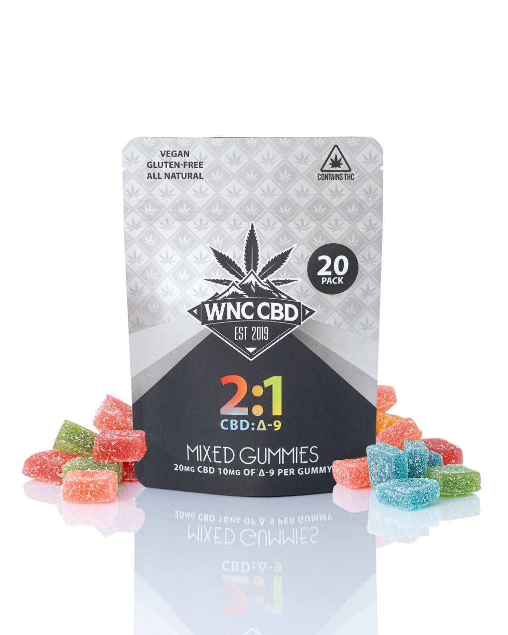 WNC CBD 2:1 Ratio CBD & D9 Mixed Gummies 20 Pack