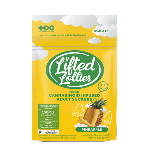 Lifted Lollies D9 20mg THC, 10mg CBD, 5 Pack Pineapple