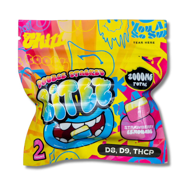 Ocho Extracts Double Stacked Bitez 2000mg THC Gummies, 2 pack Strawberry Lemonade