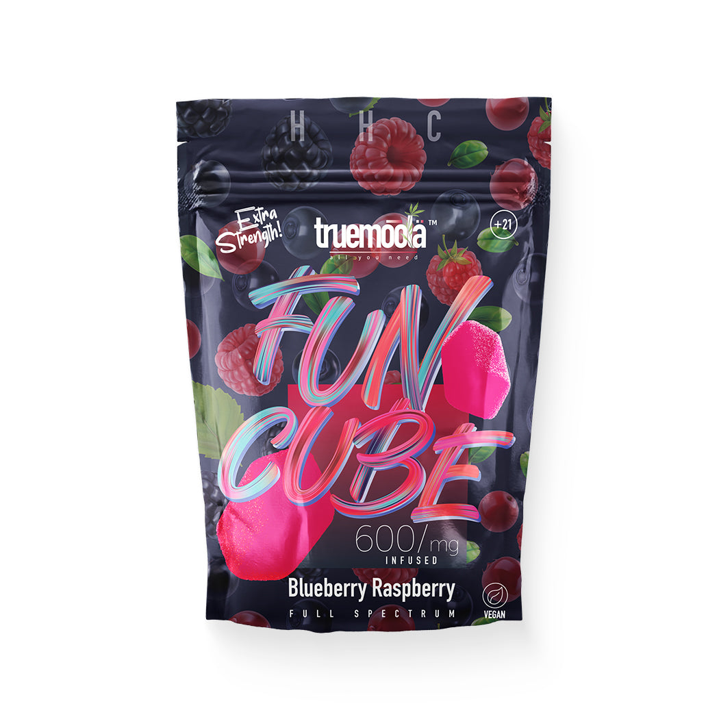 Truemoola HHC 600mg Vegan Fun Cube Gummies - Blueberry Raspberry