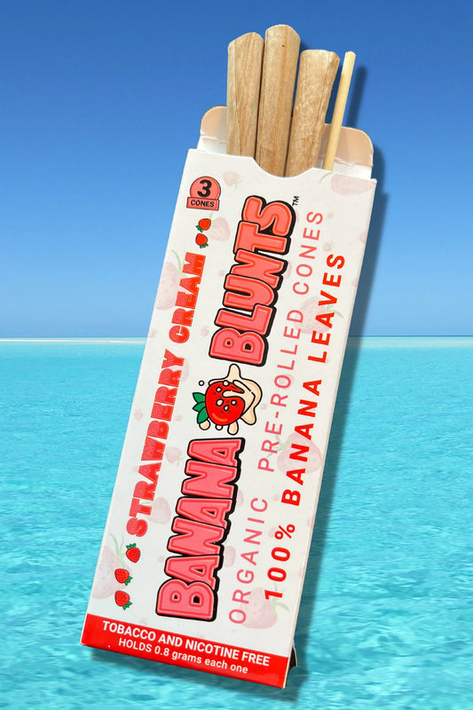 Banana Blunts 100% Banana Leaves 3 pk Cones - Strawberry Cream