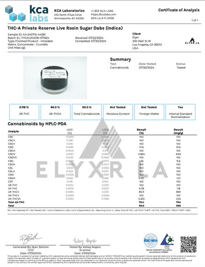 Elyxr LA Live Rosin Sugar Dabs 1G - Chocolate Hashberry (I)