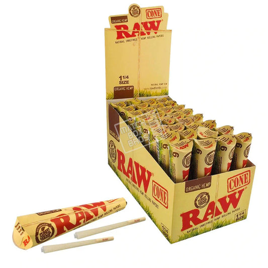 Raw Organic Hemp 1 1/4 Size Cones 6 Pack