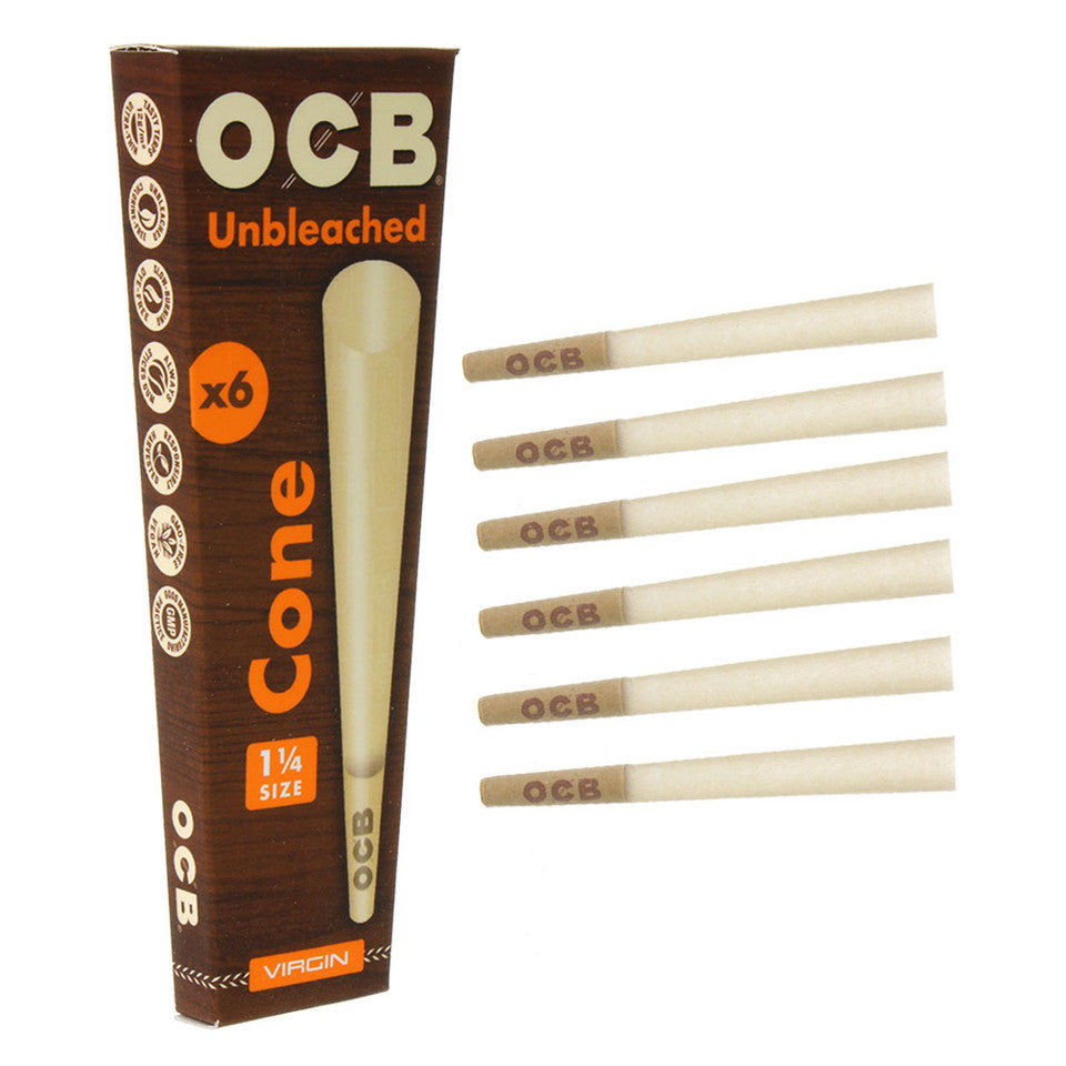 OCB Unbleached Cone 1 1/4 Size 6 Pack